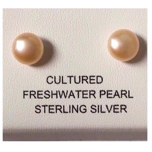Sterling Silver (925) Cultured Freshwater Pearl Stud Earrings (NWOT)